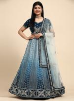 Fancy Net Blue Wedding Wear Sequence Embroidery Work Readymade Lehenga Choli